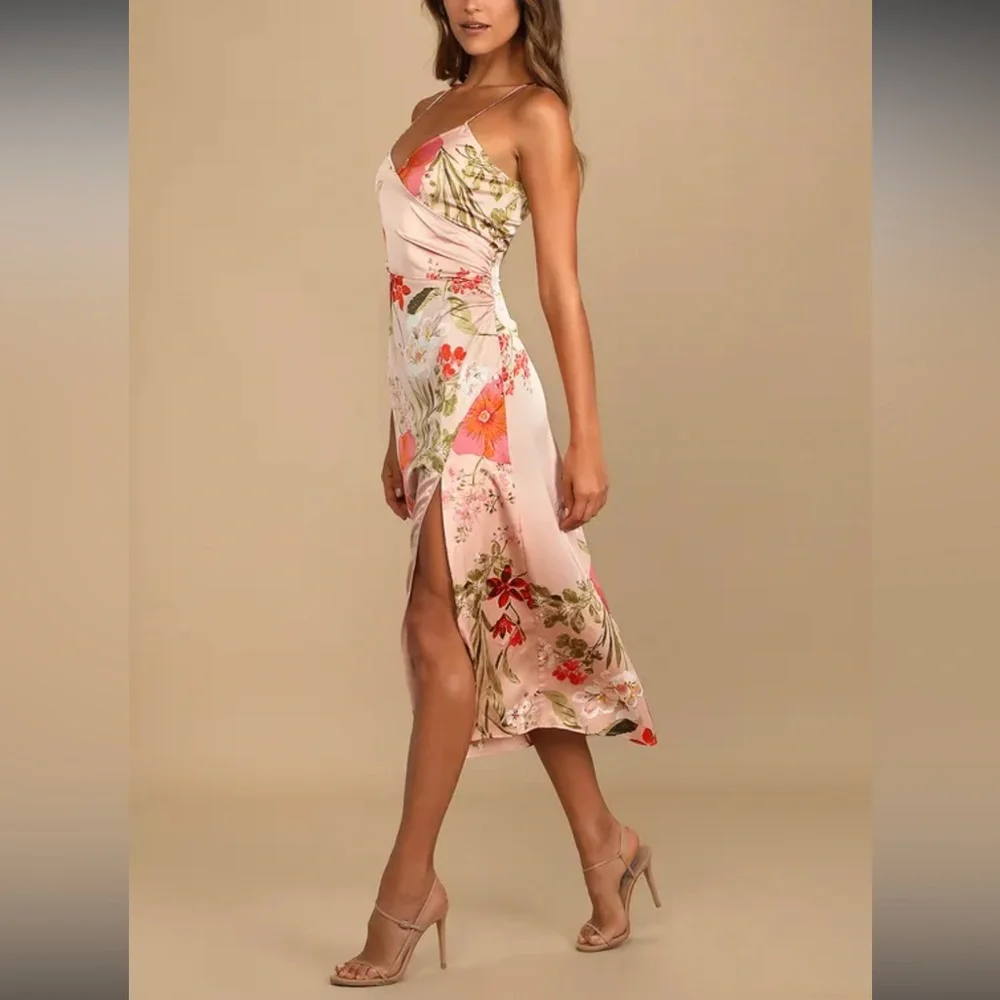 Lulu's Pink Floral Maxi Dress - Picture 2 of 7